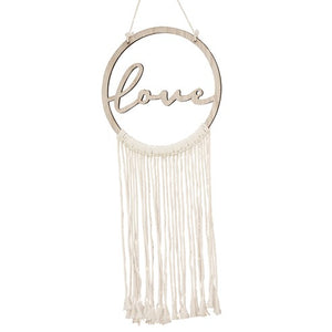 Wooden Love Macrame Wall Hanging Hoop