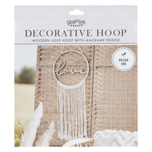 Wooden Love Macrame Wall Hanging Hoop