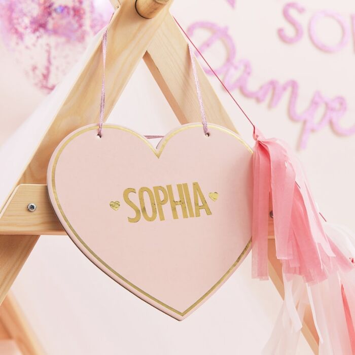 Personalised Pink Heart Name Signs