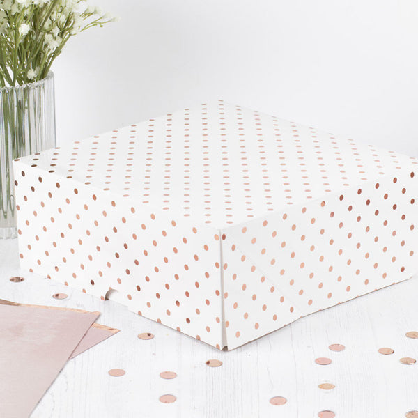 Rose Gold Polka Dot Cake Boxes - 2 Pack