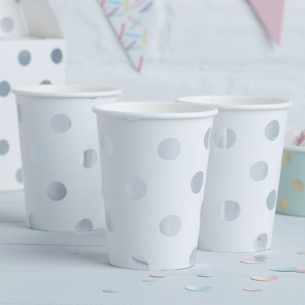 Silver Polka Dot Paper Cups