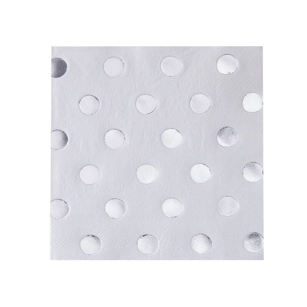 Silver Polka Dot Paper Napkins