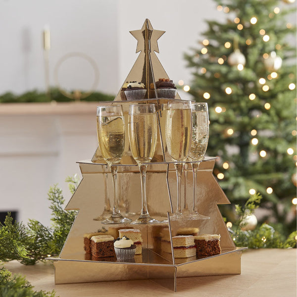 Gold Christmas Drinks Stand And Treat Holder