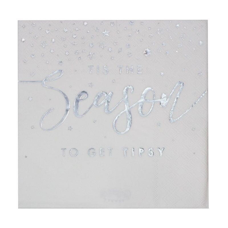 Silver Foiled Tis The Season To Get Tipsy Paper Napkins