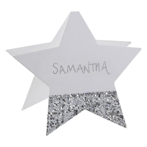 Silver Glitter Star Shaped Place Cards