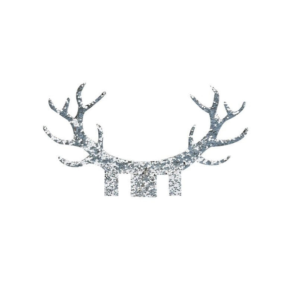 Silver Glitter Reindeer Glass Toppers