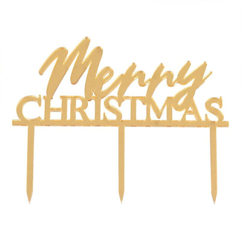 Merry Christmas Gold Acrylic Cake Topper