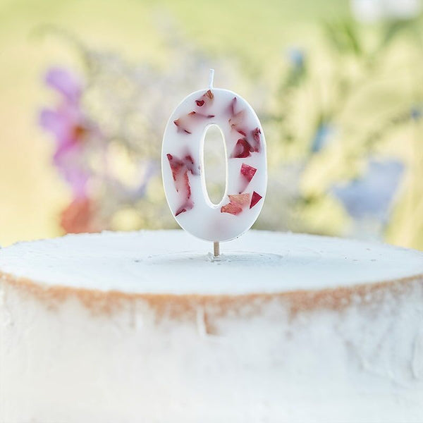 Pressed Petal Number 0 Birthday Candle
