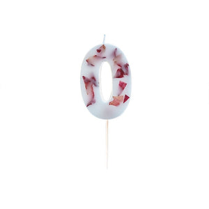 Pressed Petal Number 0 Birthday Candle
