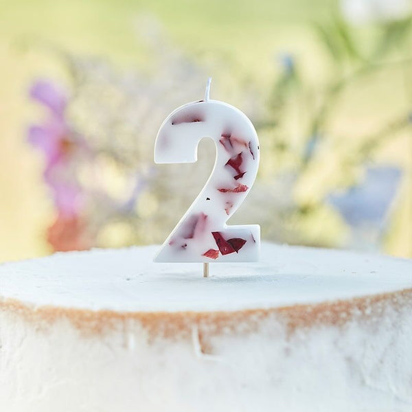 Pressed Petal Number 2 Birthday Candle
