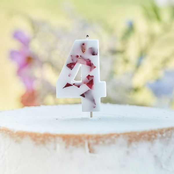 Pressed Petal Number 4 Birthday Candle