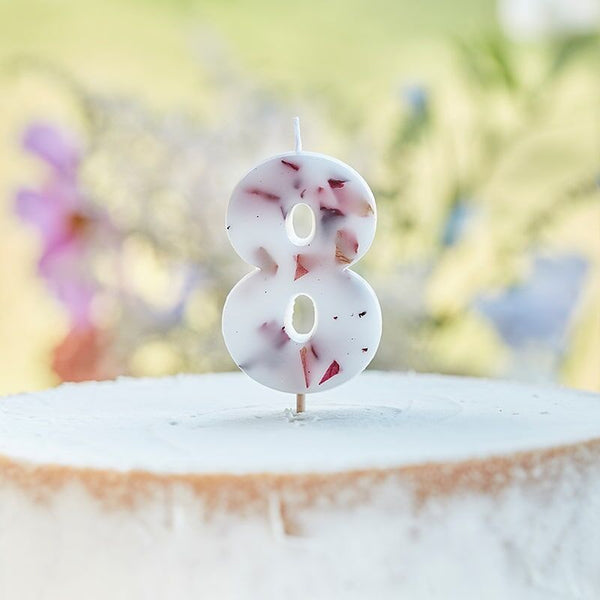 Pressed Petal Number 8 Birthday Candle