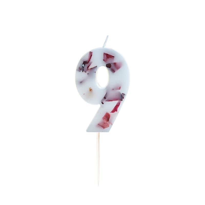 Pressed Petal Number 9 Birthday Candle