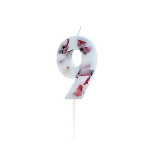Pressed Petal Number 9 Birthday Candle