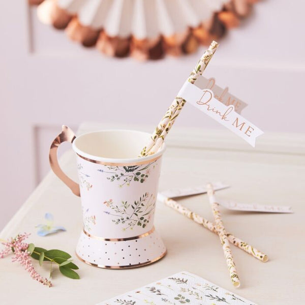 Floral Paper Straws